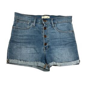Madewell high waisted button fly cuff denim jean shorts size 30